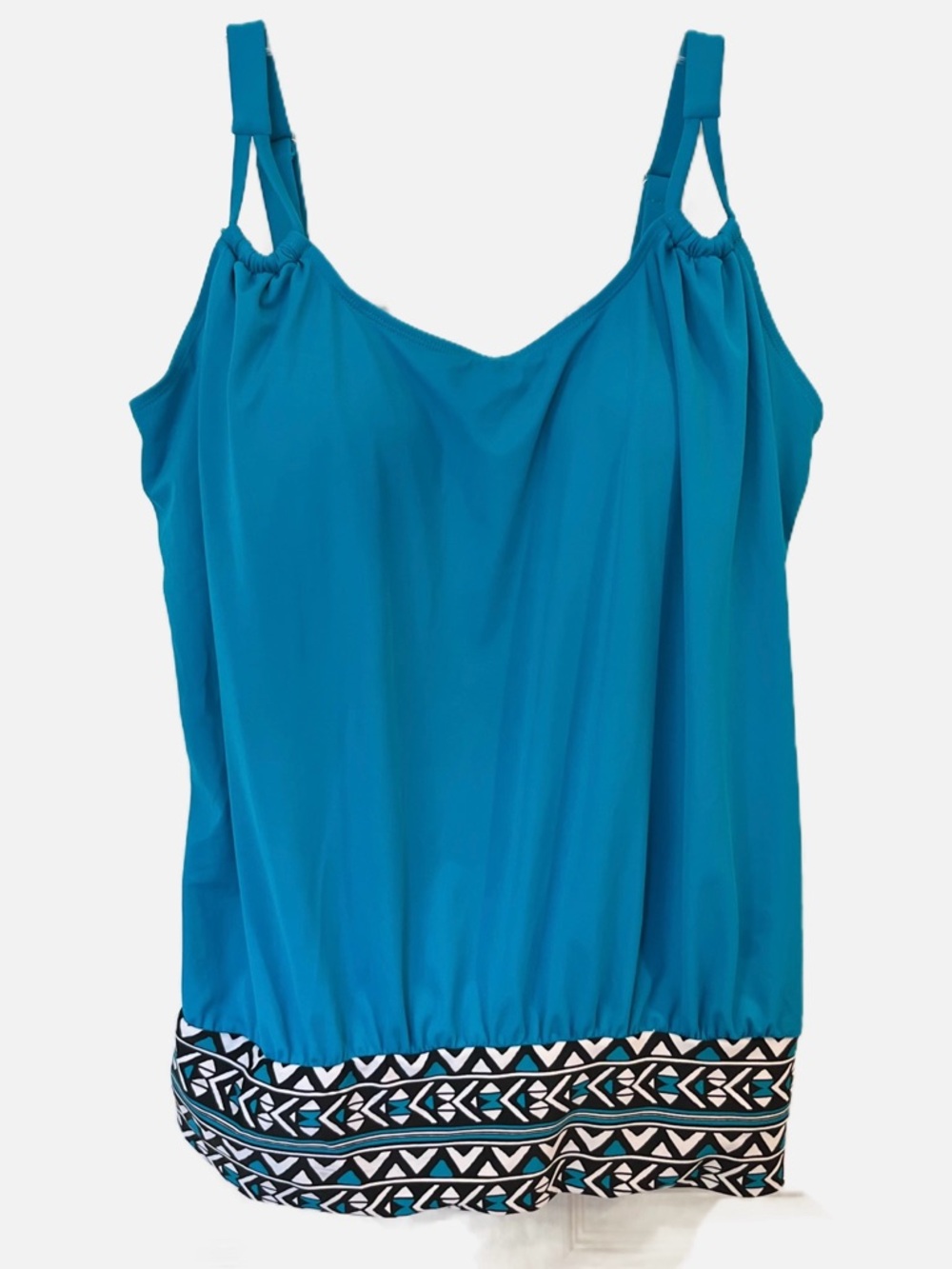 Swimsuits For All Turquoise Double-Strap Blouson Tankini Top